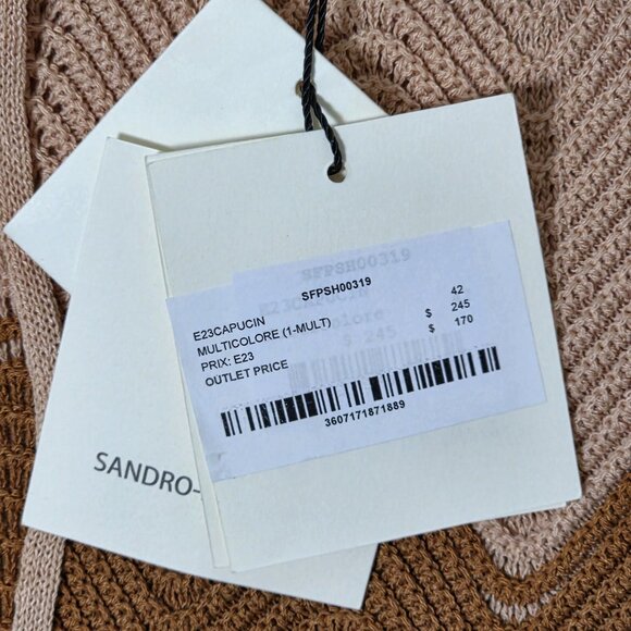 Sandro Shorts Women's 42 Multicolor Capucin Knit Ruffle Hem Drawstring New - Picture 4 of 5